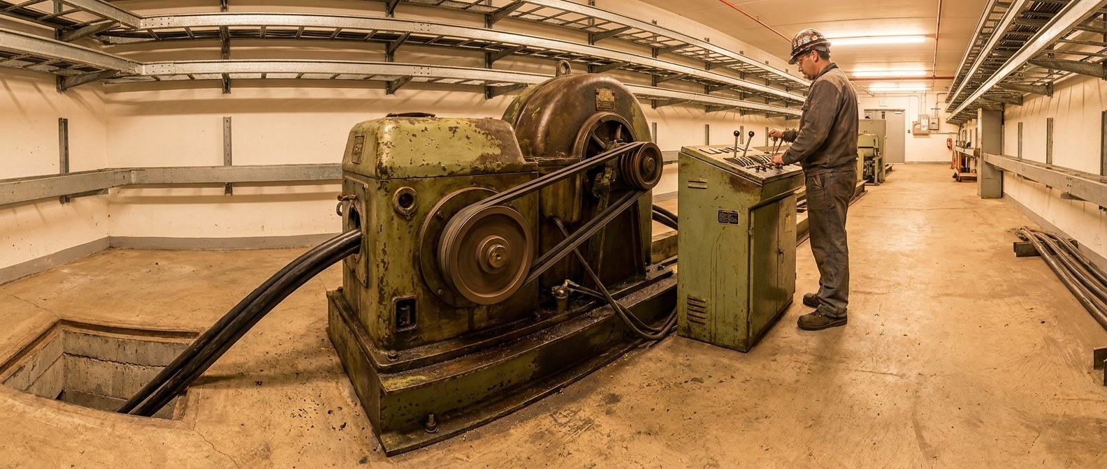 оператор у cable pusher with paired drive belts